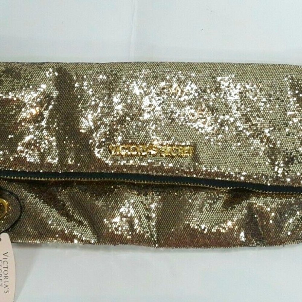 Victoria secret gold glitter handbag womens - Picture 1 of 6